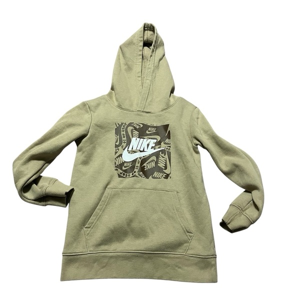 Nike Other - Nike Big Kids Beige Tan Hoodie with Graphic Logo Kids Size Medium Brown